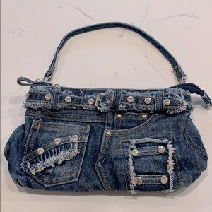 Women jean rhinestone cute bling crossbody bag